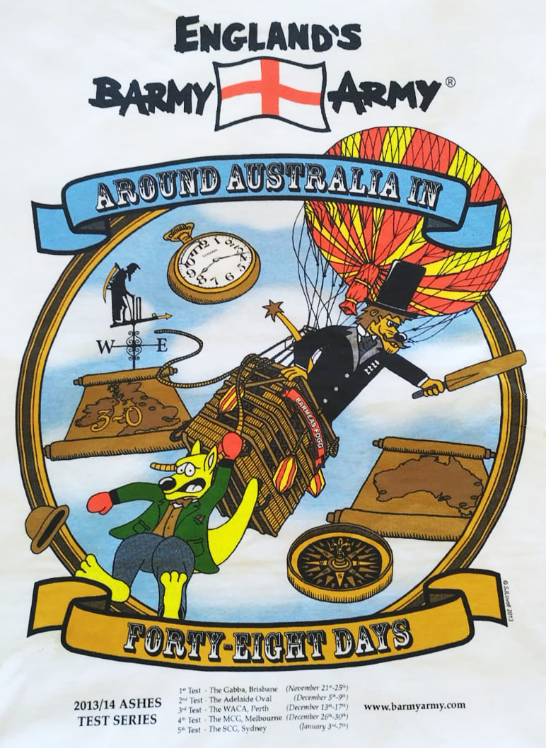 Barmy Army Phileas Fogg T-shirt from 2013/14 Ashes tour