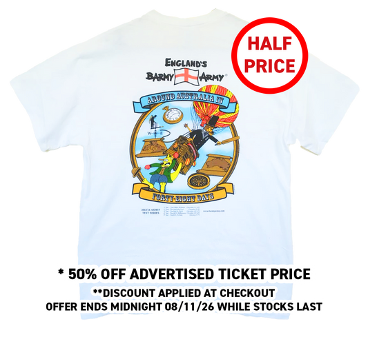 Barmy Army Phileas Fogg T-shirt from 2013/14 Ashes tour