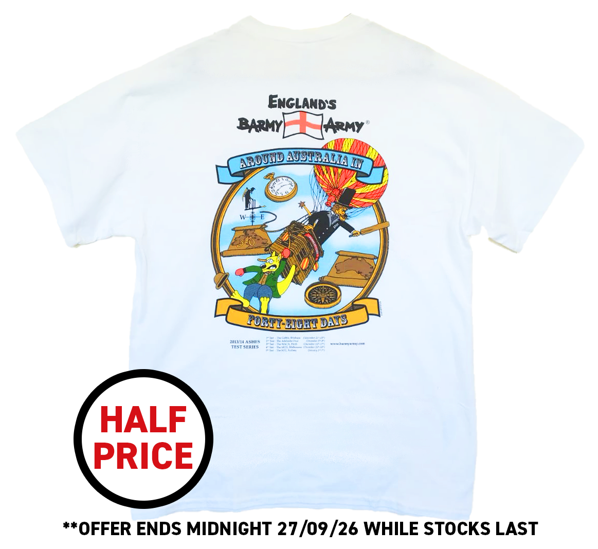 Barmy Army Phileas Fogg T-shirt from 2013/14 Ashes tour